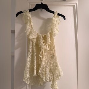 Zara lace pale yellow top - NWT